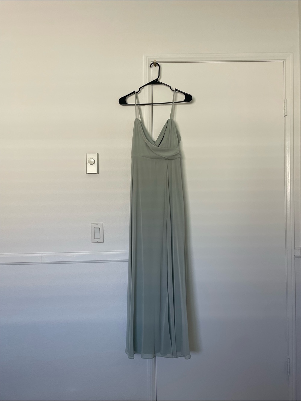Dessy Collection Light Blue Chiffon Spaghetti-Strap Maxi Dress